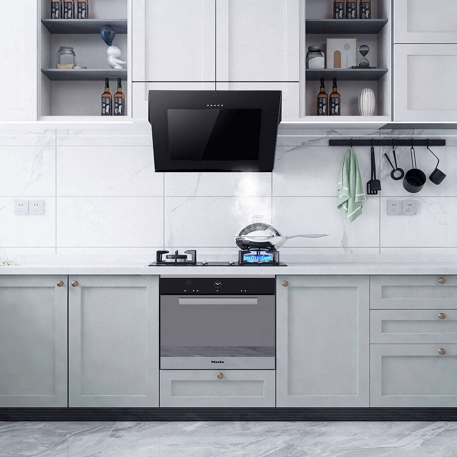 Auswaschbarer 3-Schicht Aluminiumfilter Umluft Dunstabzugshaube 60cm Kopffrei