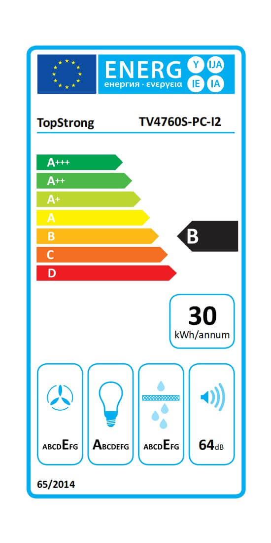 60 cm Kopffreie Wandhaube Dunstabzugshaube Energieklasse B