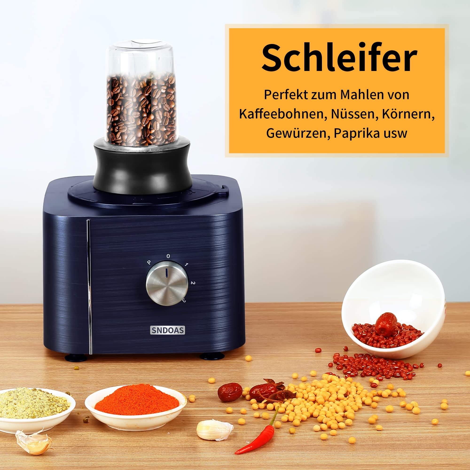 SNDOAS Multi-Mixer Lebensmittelverarbeitungsmaschine 1100W drei Geschwindigkeitsstufen Küchenmaschine