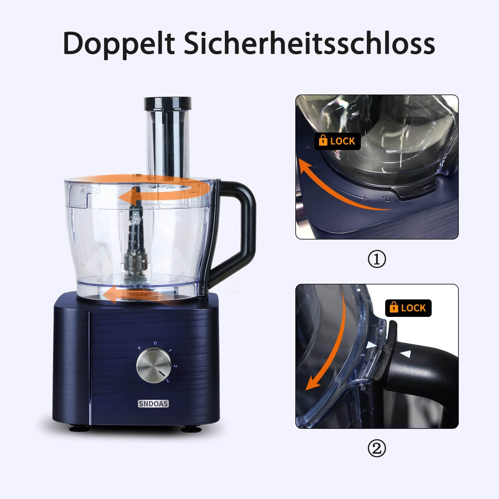 SNDOAS Multi-Mixer Lebensmittelverarbeitungsmaschine 1100W drei Geschwindigkeitsstufen Küchenmaschine