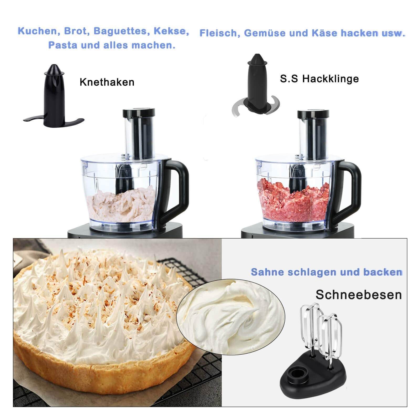 SNDOAS Multi-Mixer Lebensmittelverarbeitungsmaschine 1100W drei Geschwindigkeitsstufen Küchenmaschine