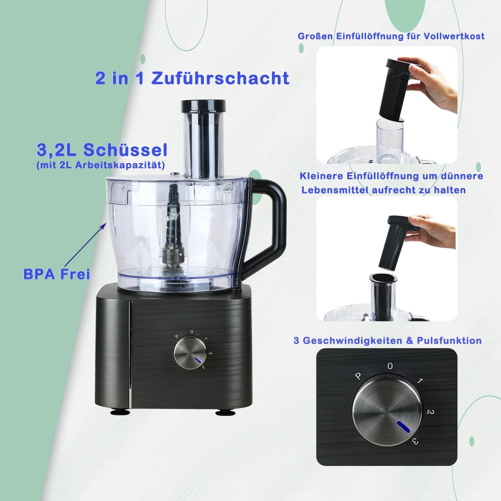 SNDOAS Multi-Mixer Lebensmittelverarbeitungsmaschine 1100W drei Geschwindigkeitsstufen Küchenmaschine