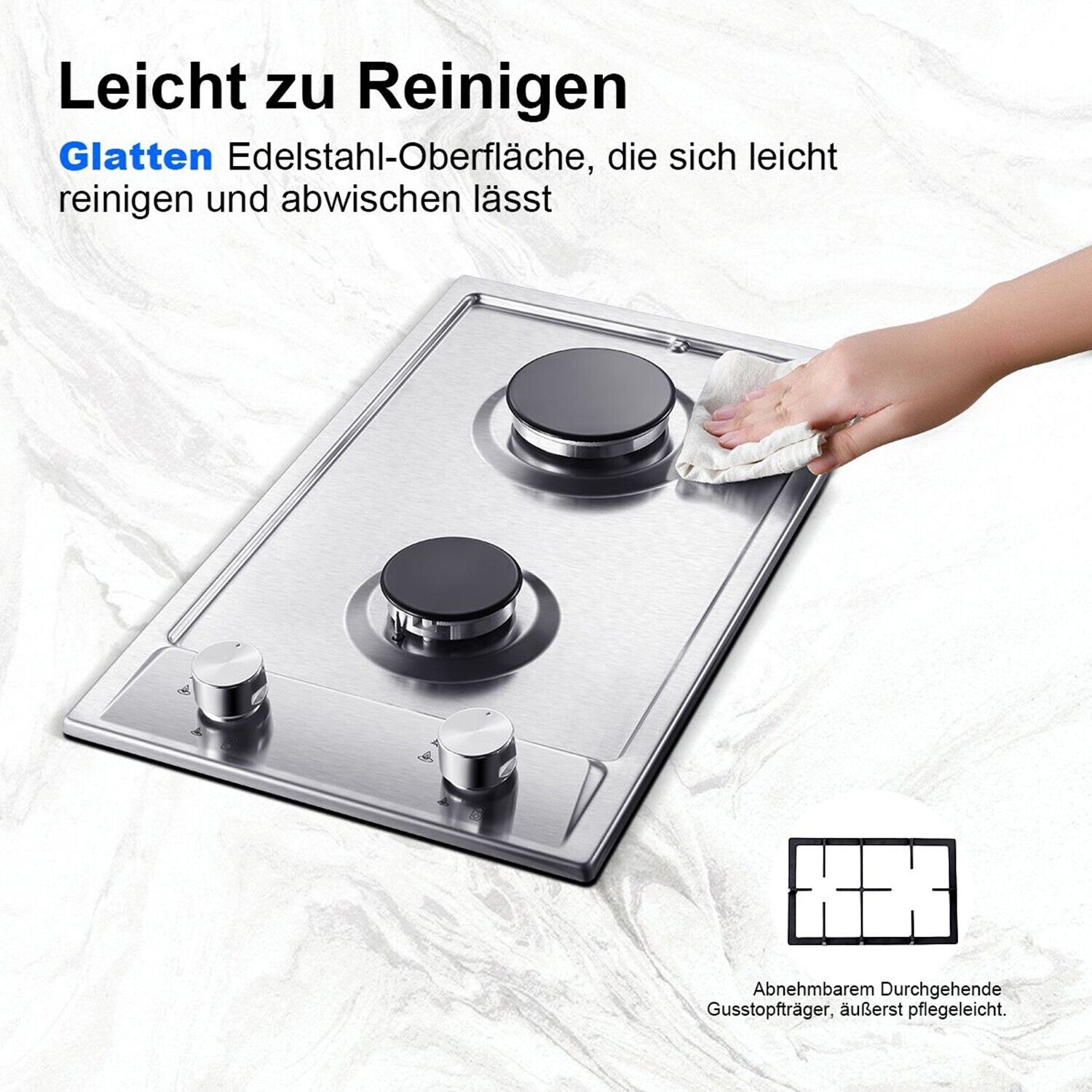 SNDOAS 2 Flammig Gaskochfeld Edelstahl NG/LPG Küche-Gaskocher