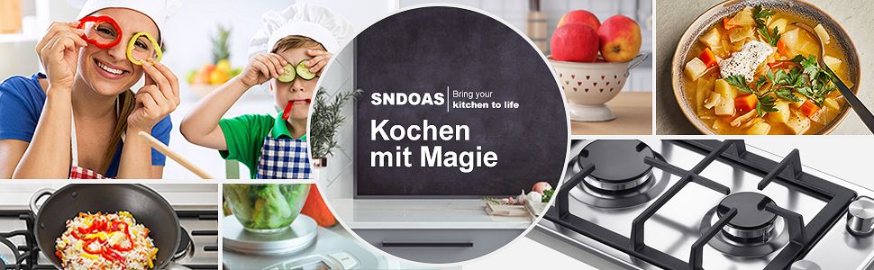 SNDOAS 2 Flamming Edelstahl Gaskochfeld