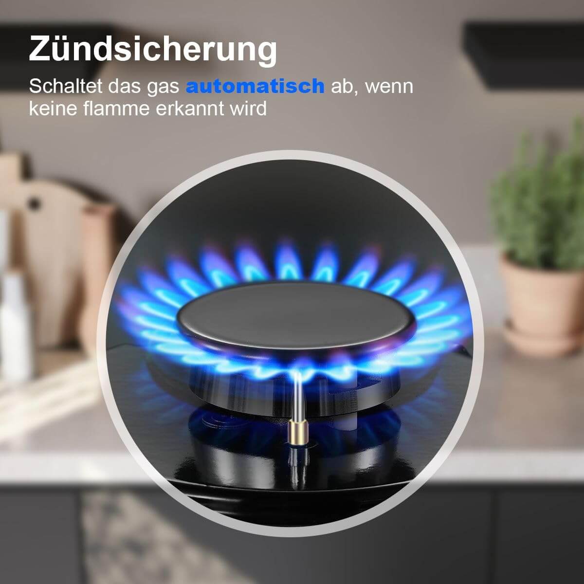 SNDOAS 4 Flammig Einbau oder Freistehend Gaskochfeld, 8000W, 220-240V