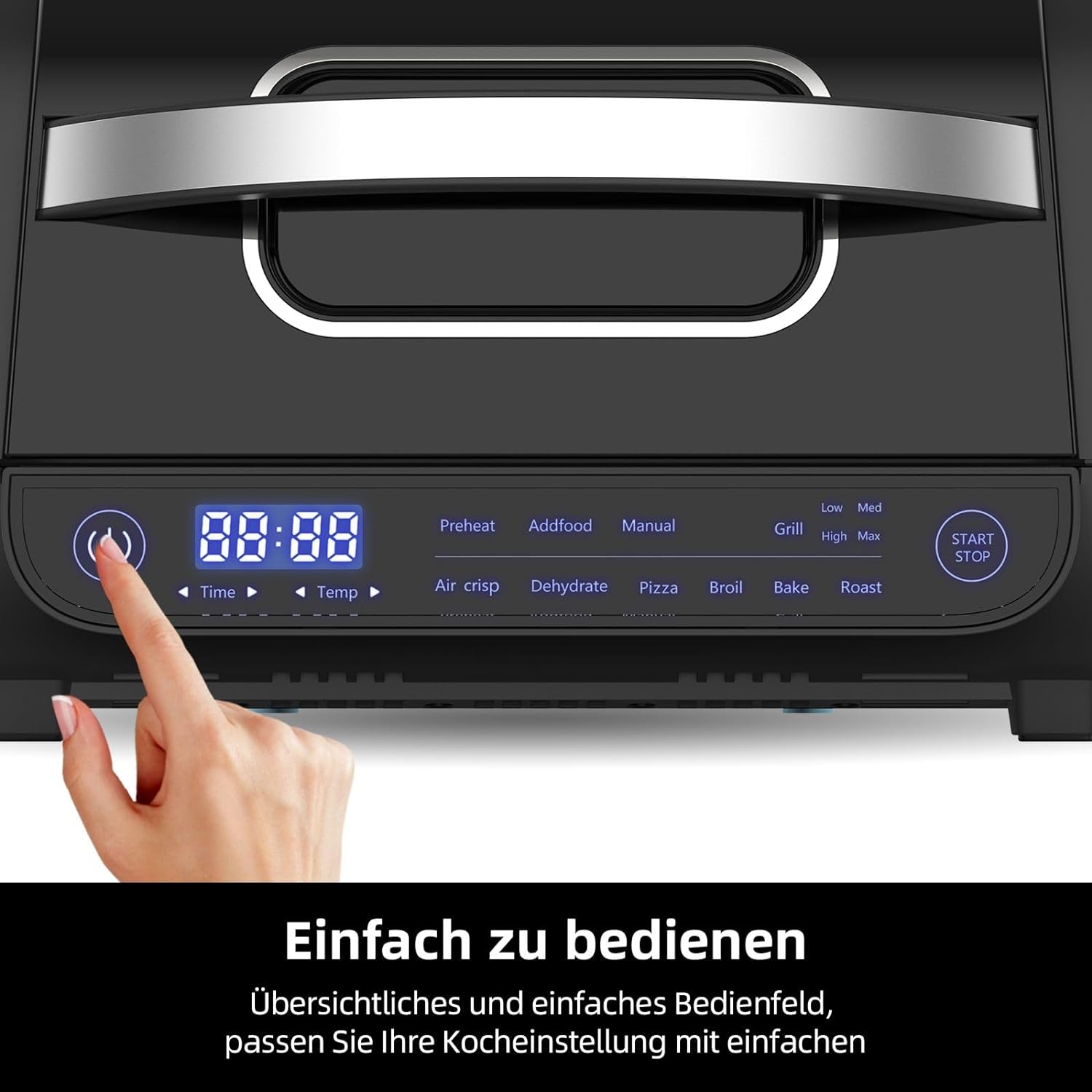 8-in-1 Grill & Heißluftfritteuse 1700W mit Touch-Steuerung