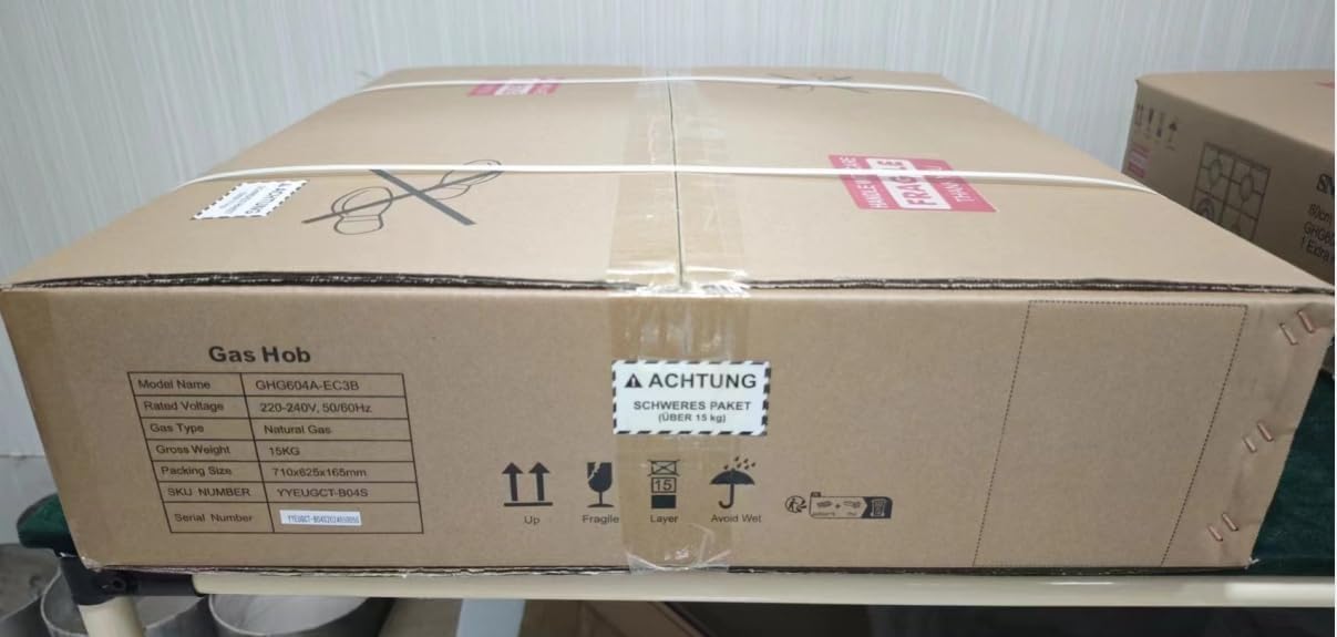 YYEUGCT-B04S - 4 Flammig, 58cm 8060W Glas Gasherd, NG/LPG