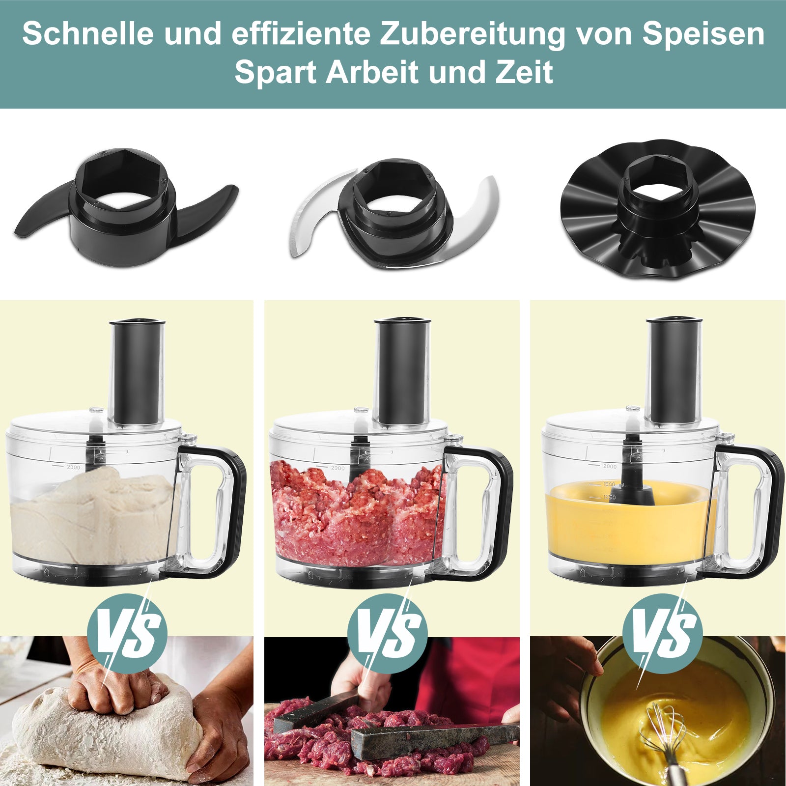 Sndoas 800W 6-in-1 Küchenmaschine Multizerkleinerer Food processor Chopper-eufp421