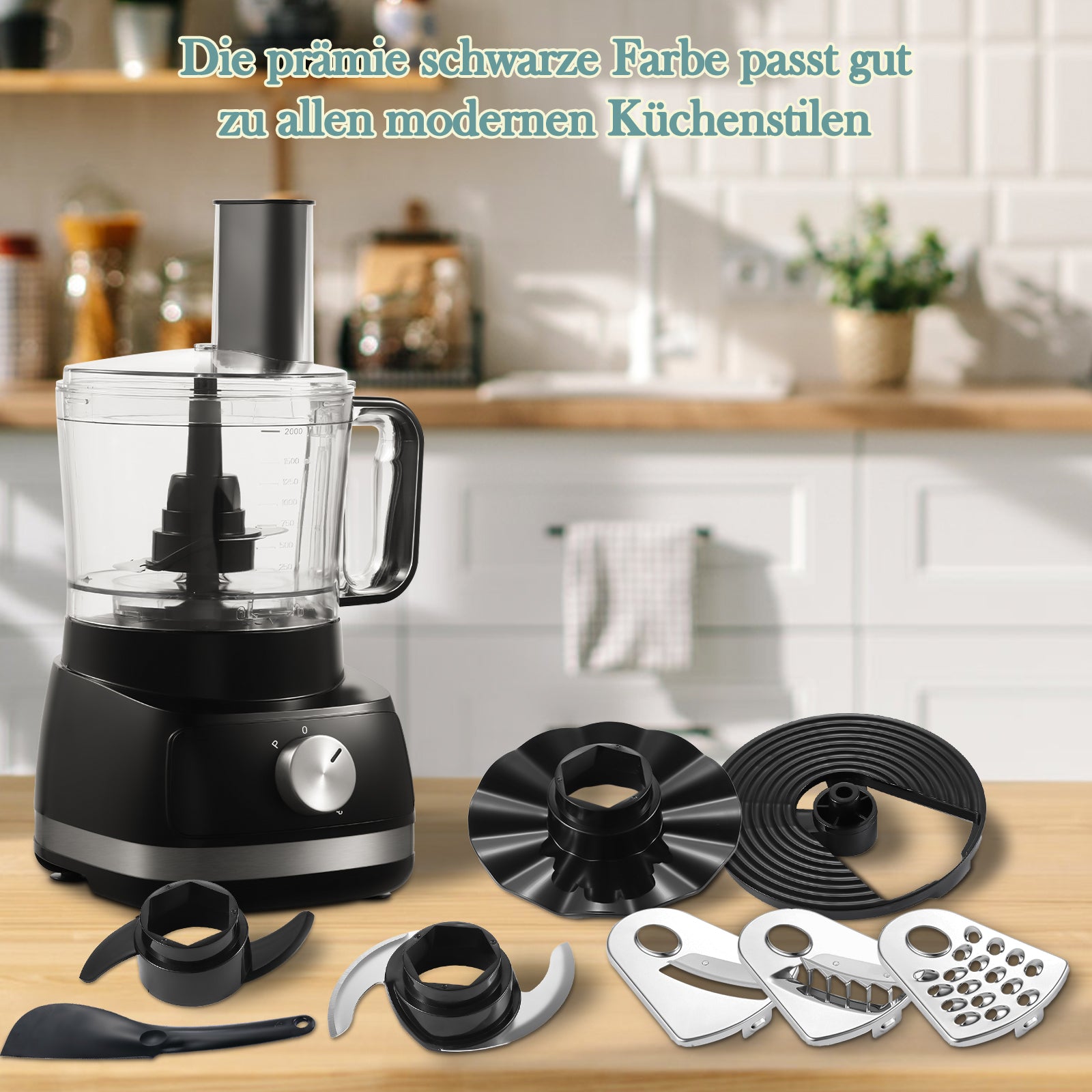 Sndoas 800W 6-in-1 Küchenmaschine Multizerkleinerer Food processor Chopper-eufp421