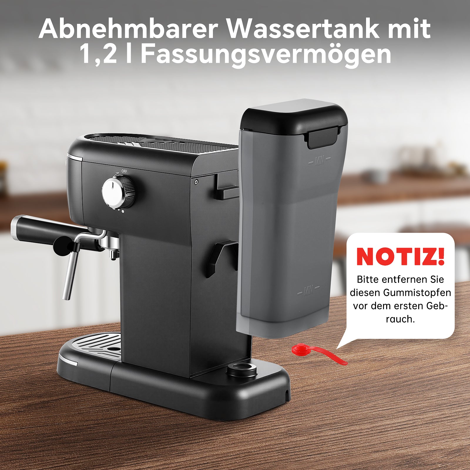 EUECM001BK- Halbautomatische Espressomaschine mit Aufschäumvorrichtung
