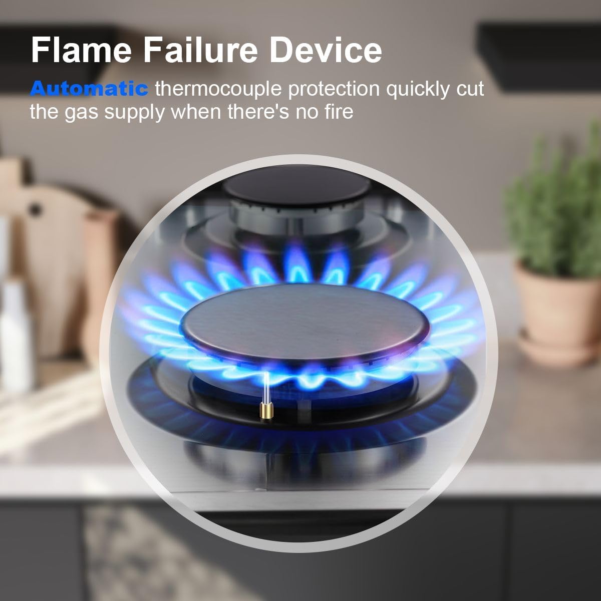 GH7051GB5C2E- 10400W 70cm 5-flammiger Herd NG/LPG Glas Gasherd