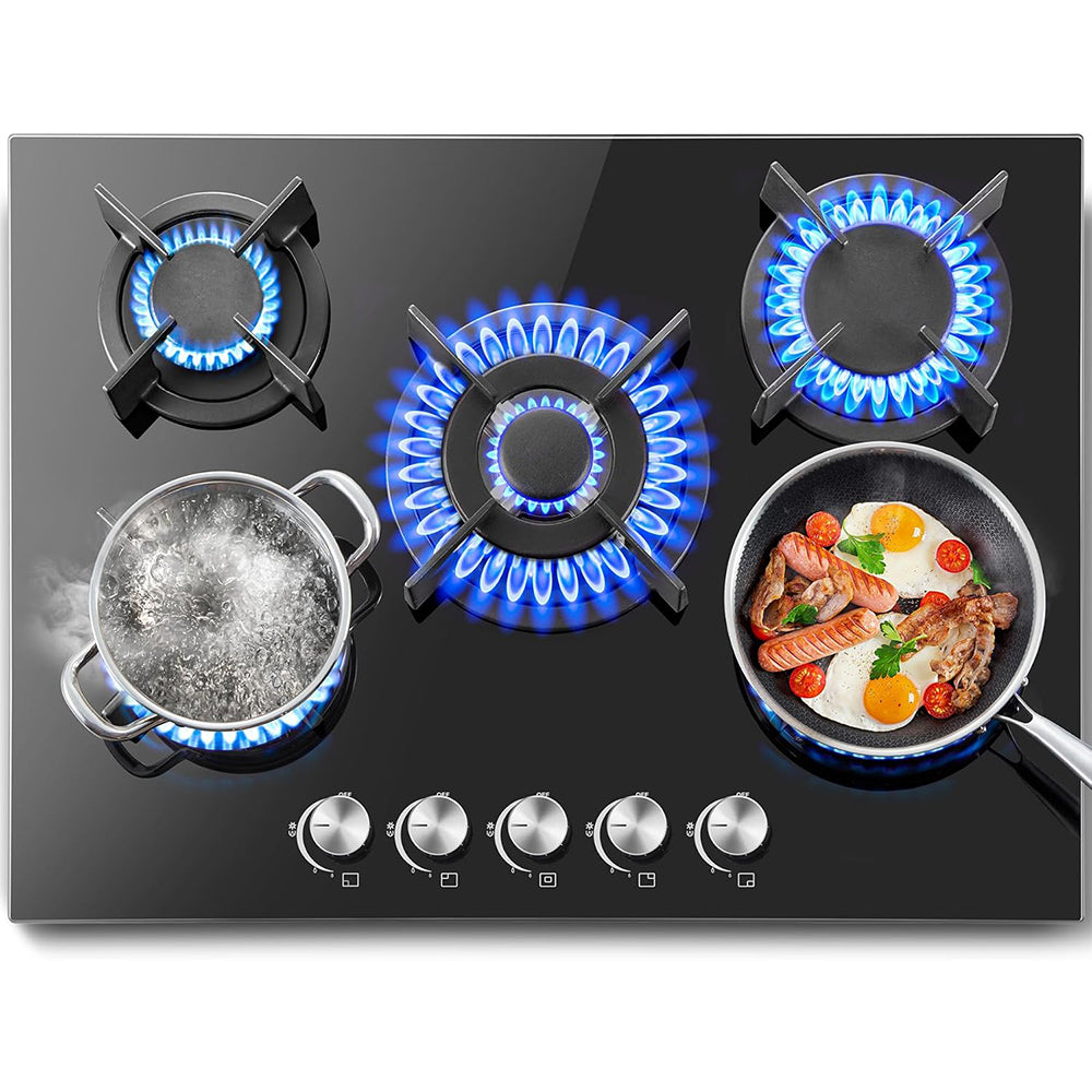 GH7051GB5C2E- 10400W 70cm 5-flammiger Herd NG/LPG Glas Gasherd