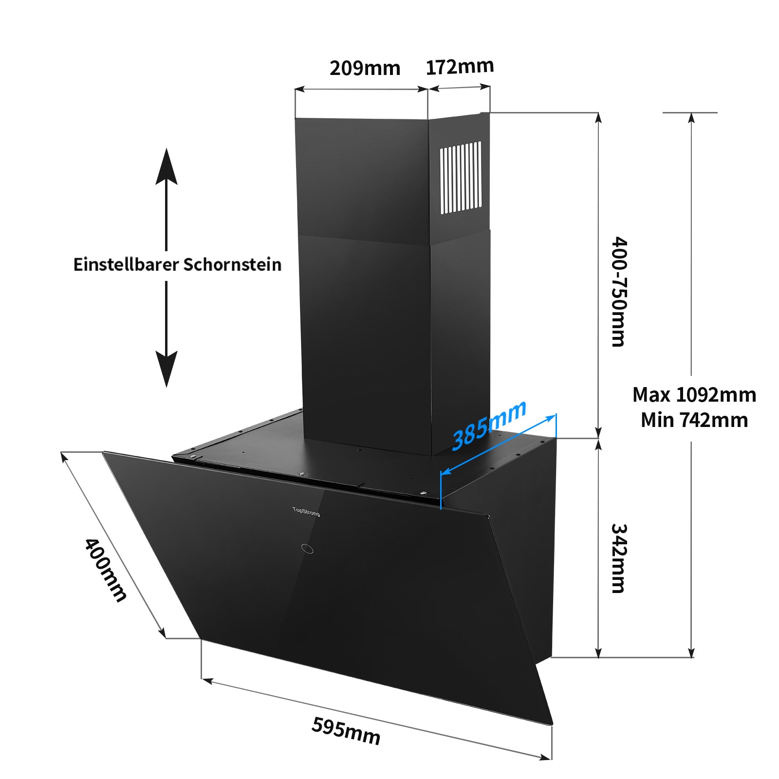 DEGV- 1360- Wandhauben Dunstabzugshaube 60cm 700m³/h Umluftabzugshauben - [Energieklasse A+]
