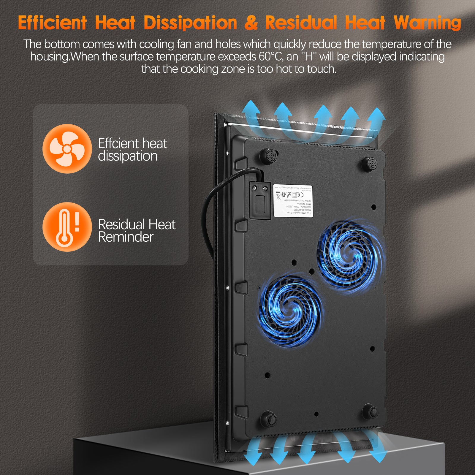 Induktionskochfeld 30cm, 2 Platten, 3300W