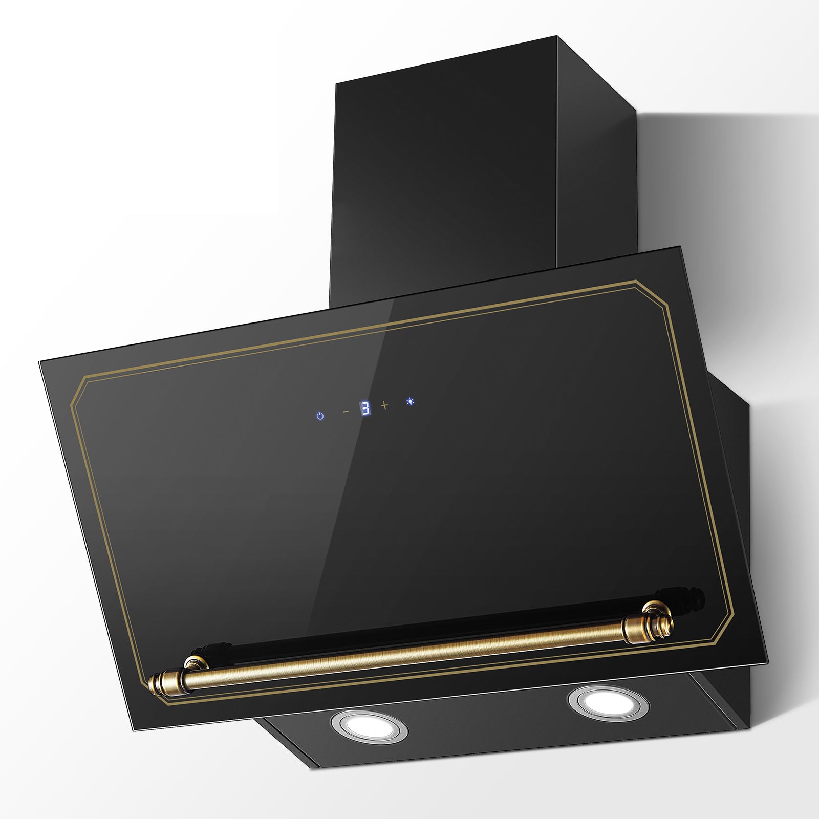 RHFJF60ATBHE - 60cm 450m³/h Berührungssteuerung Schräghaube, Schwarz/Gold [Energieklasse A+++]